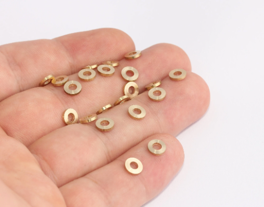 6mm Raw Brass Spacer Beads, Brass Spacers, Rondelle SLM1032