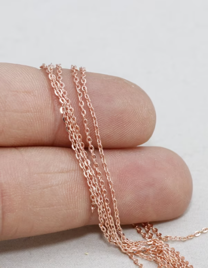 1,1x1,3 mm Gül Altın Zincir, Küçük Rolo Zincir, Lehimli Gül BXB16