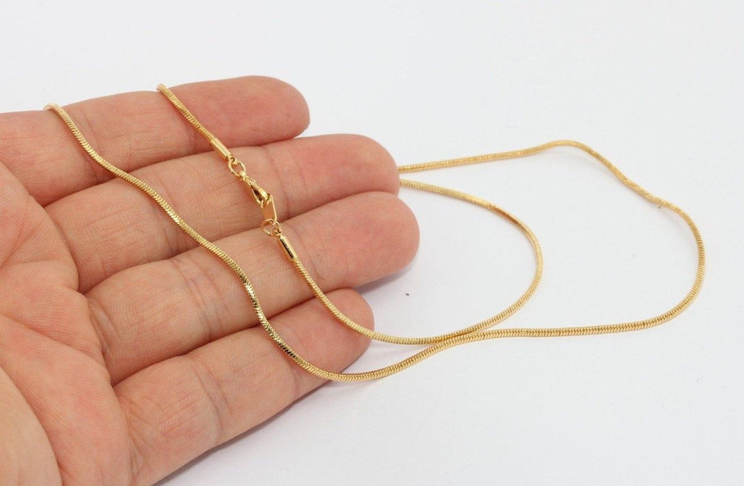 22'' 1,2mm 24k Shiny Gold Snake Necklace, Finished Snake CHK249