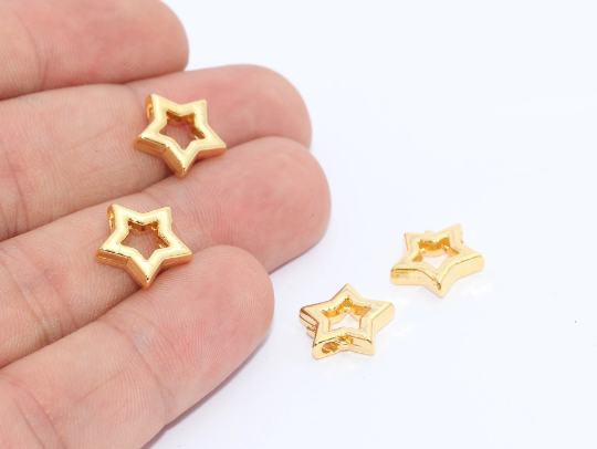 12x14mm 24k Shiny Gold Star Charms, Star Necklace, Star MTE715