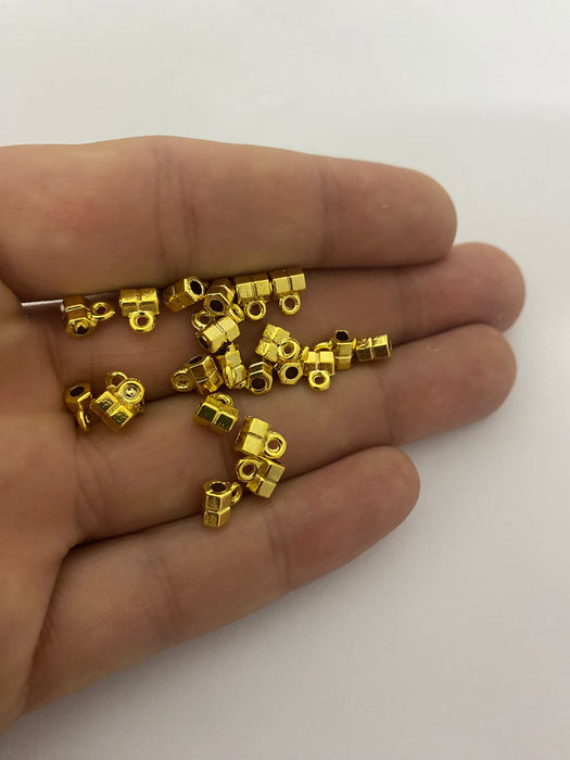 5x6mm 24k Shiny Gold Tube Beads, Connector Tube Beads, BRT625