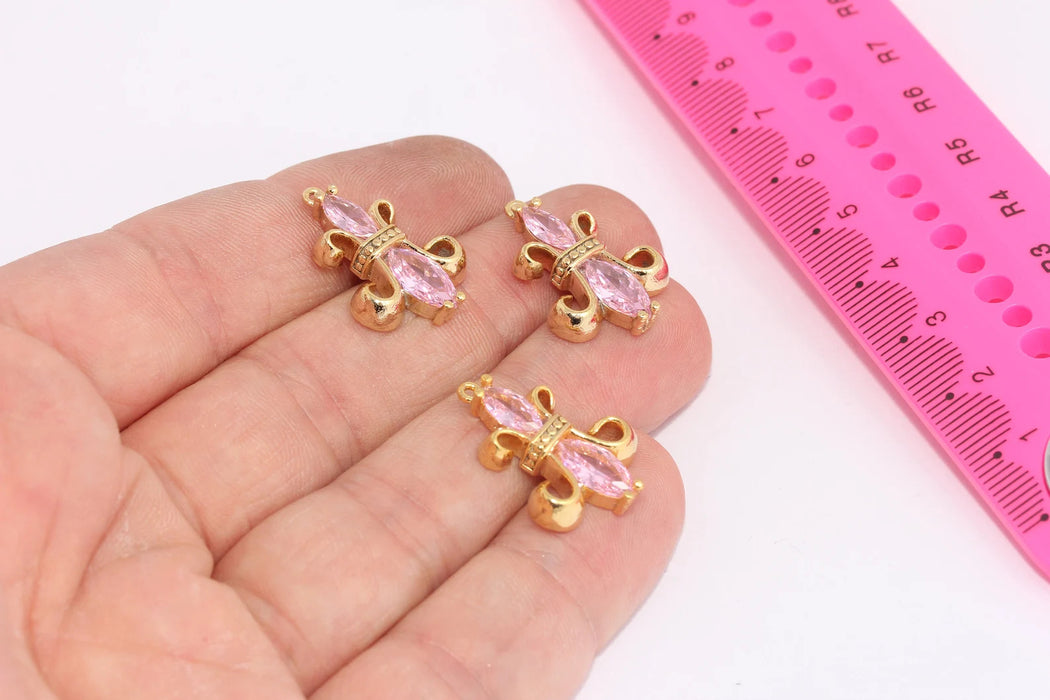 16x22 mm 24 ayar parlak altın kaplamalı Fleur De Lis tılsımları, Zirkonyum Mikro Döşeme New Orleans tılsımı, Yapay Elmas Fleur De Lis tılsımları, MLS222
