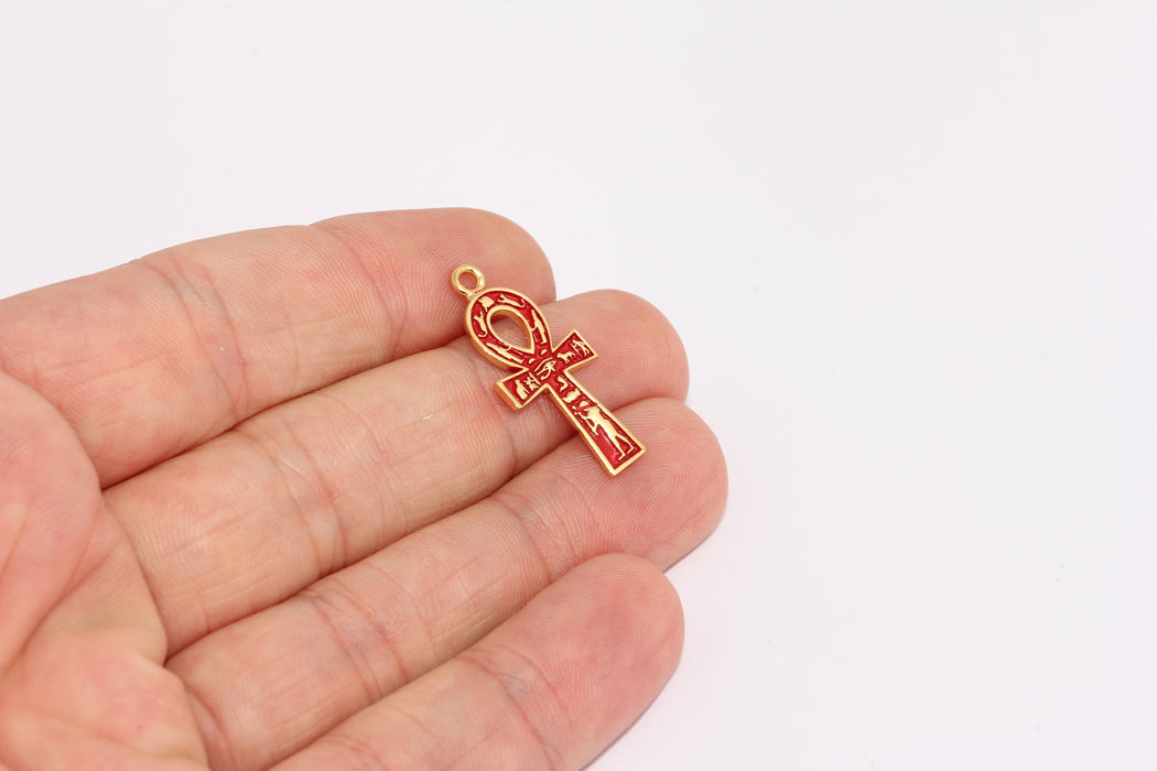 12x27mm 24k Shiny Gold Ankh Charms, Ankh Wholesale, GB XP20