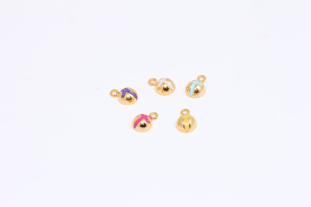 4mm 24k Shiny Gold Cross Charms, Enamel Jewelry, Colorfull Enamel Cross, Gold Plated Findings, XP473