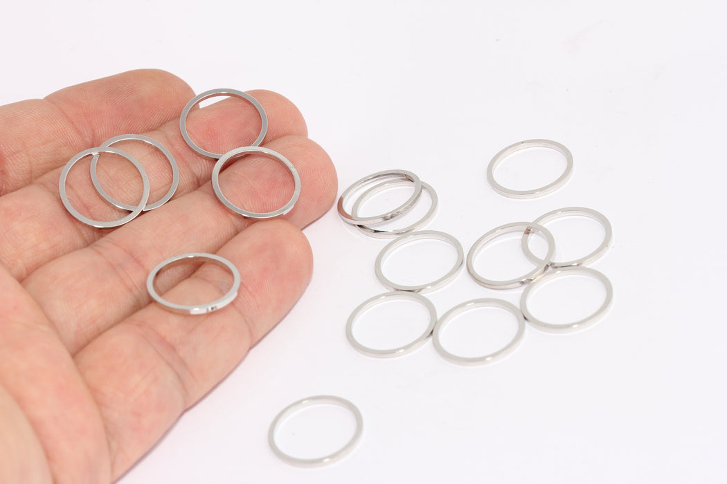 16mm Rhodium Plated Closed Rings, Connector Simple,Brass XP23