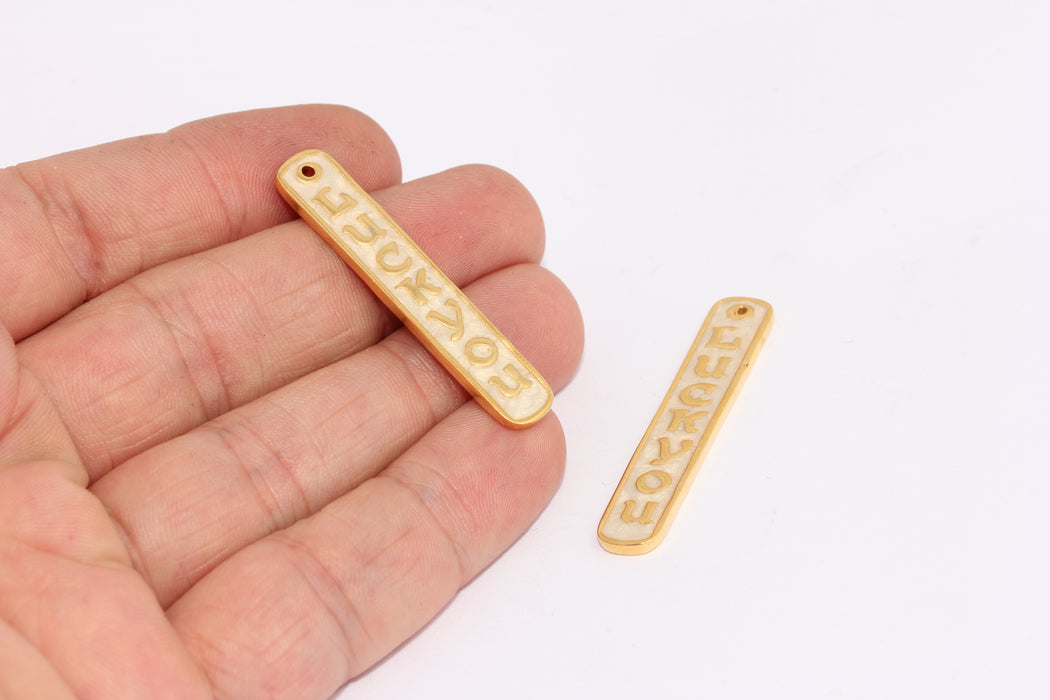 Ciondoli a barra in oro lucido 24k da 8x44 mm, perla, all'ingrosso, oro XP480