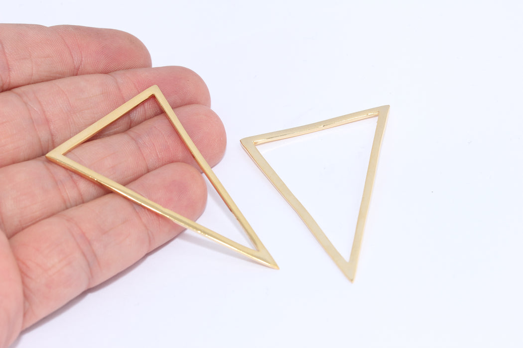 38x56mm 24k Shiny Gold Plated Triangle , Charm Triangle XP29
