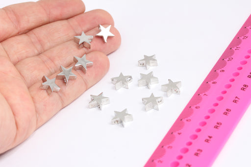 Star Beads, Silver Star Spacer Beads