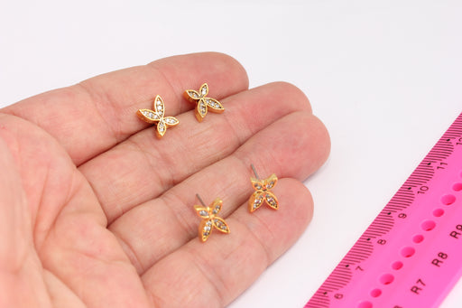 Stud Earrings, Micro Pave Butterfly