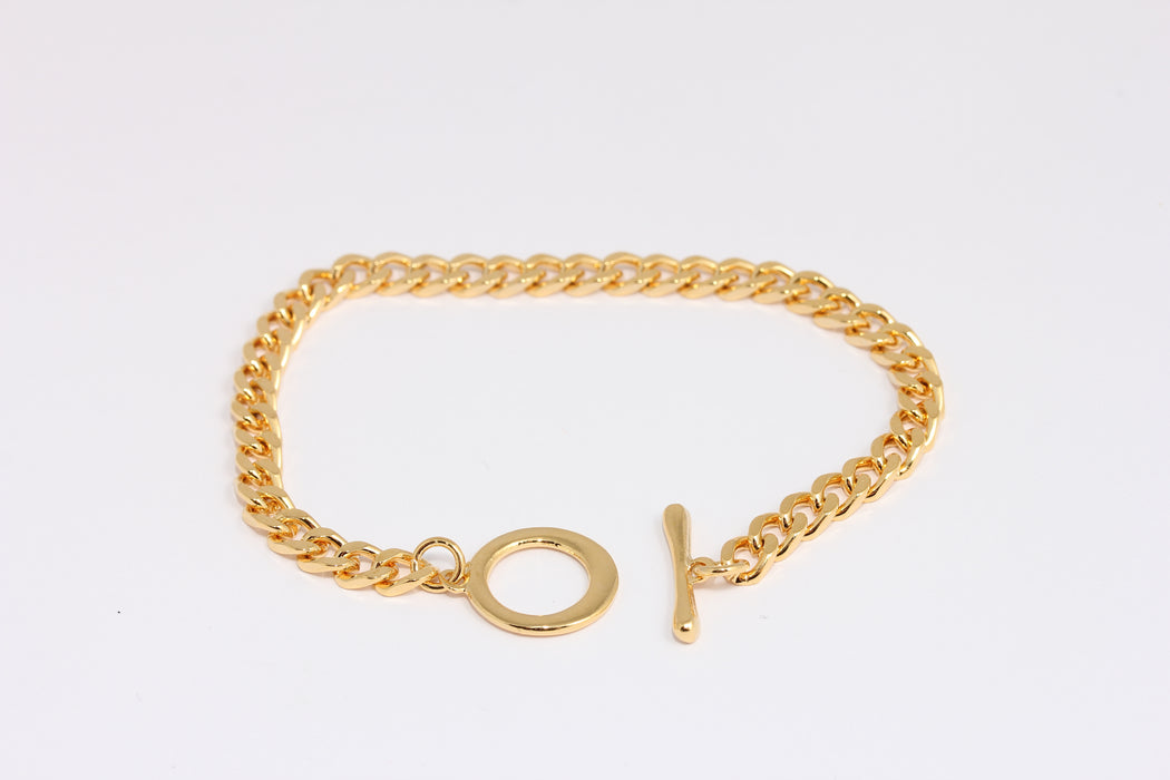 4,8x7mm 24k Shiny Gold Curb Bracelet, Wide Curb Bracelet, BXB395-5