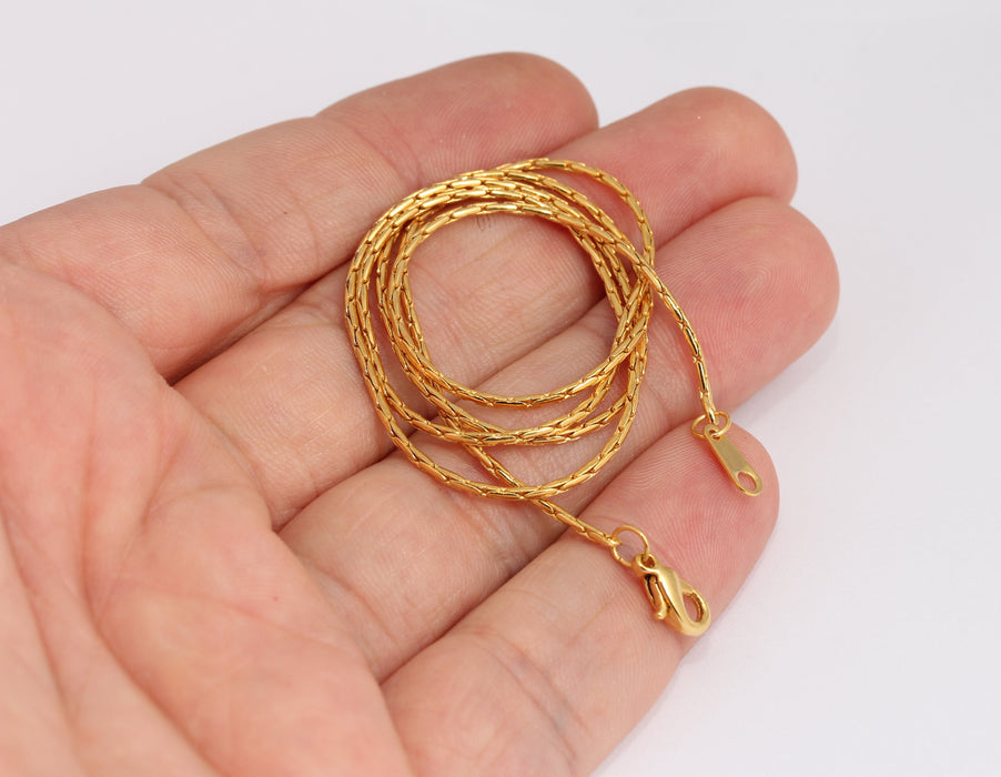 1,3mm 24k Shiny Gold Snake Necklace, Finished Snake Style Necklace, BXB395-8