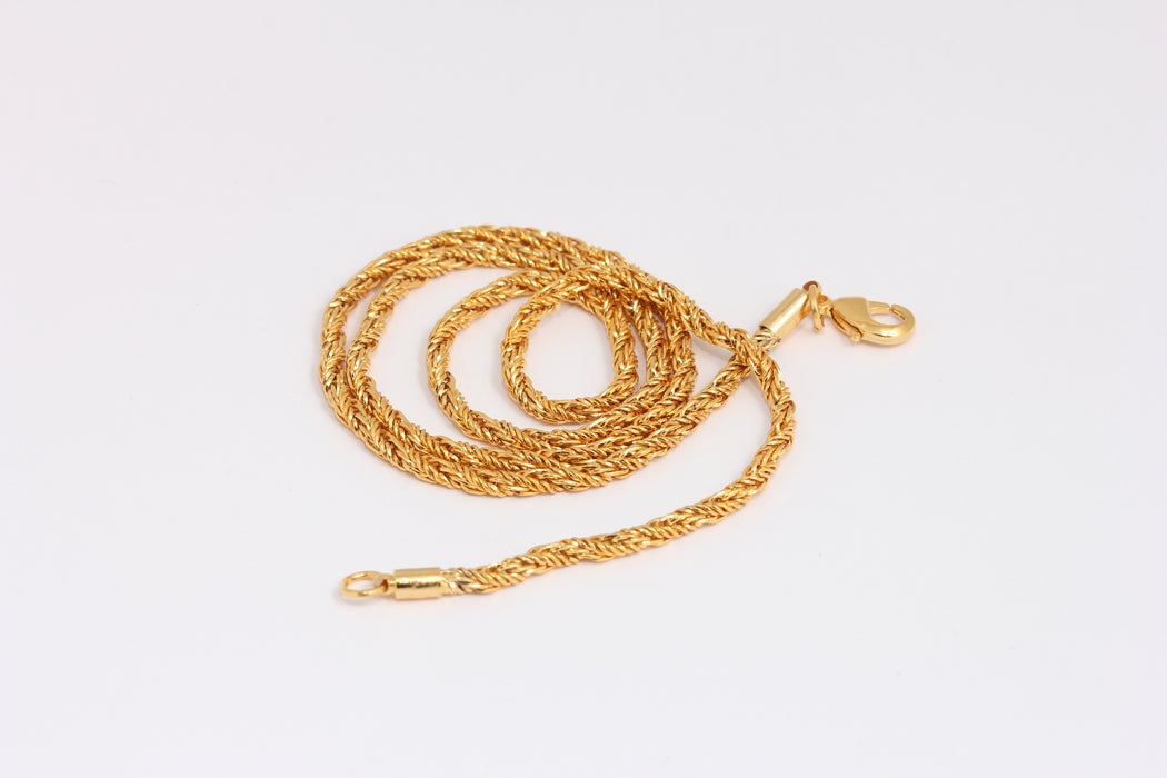 2,7mm 24k Shiny Gold Rope Necklace, Finished Rope Style Necklace, BXB395-11