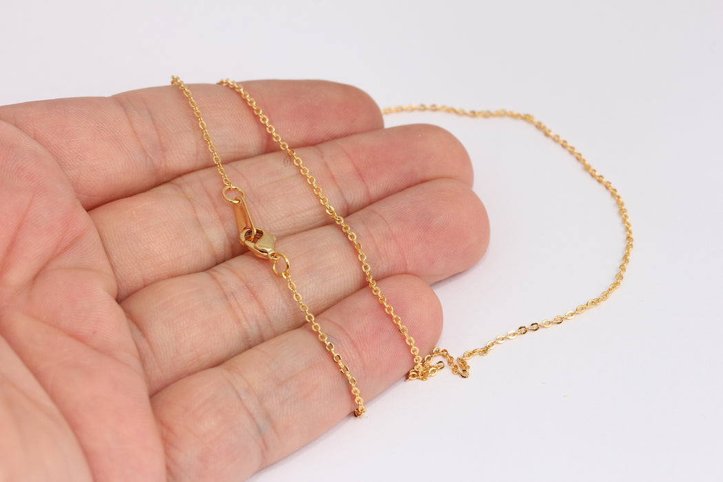 1,4mm 24k Shiny Gold Cable Necklace, Finished Cable Chains, BXB395-16