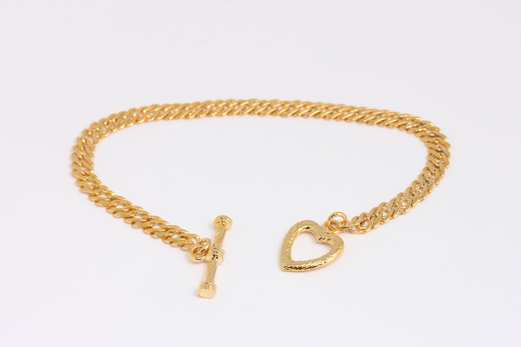 5,4mm 24k Shiny Gold Curb Bracelet, Ready Bracelets, BXB395-20