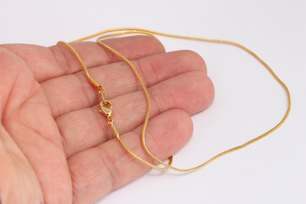 1mm 24k Shiny Gold Snake Necklace, Finished Snake , BXB395-30