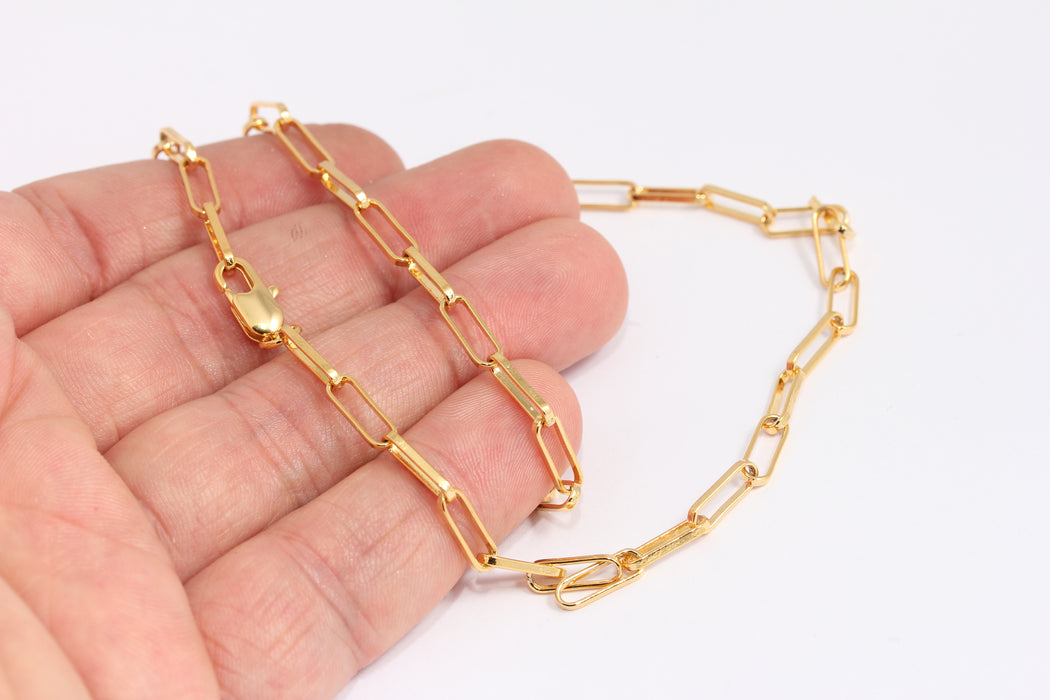 3,8x10,7mm 24k Shiny Gold Link Necklace, Ready Square Link Necklace, BXB395-62