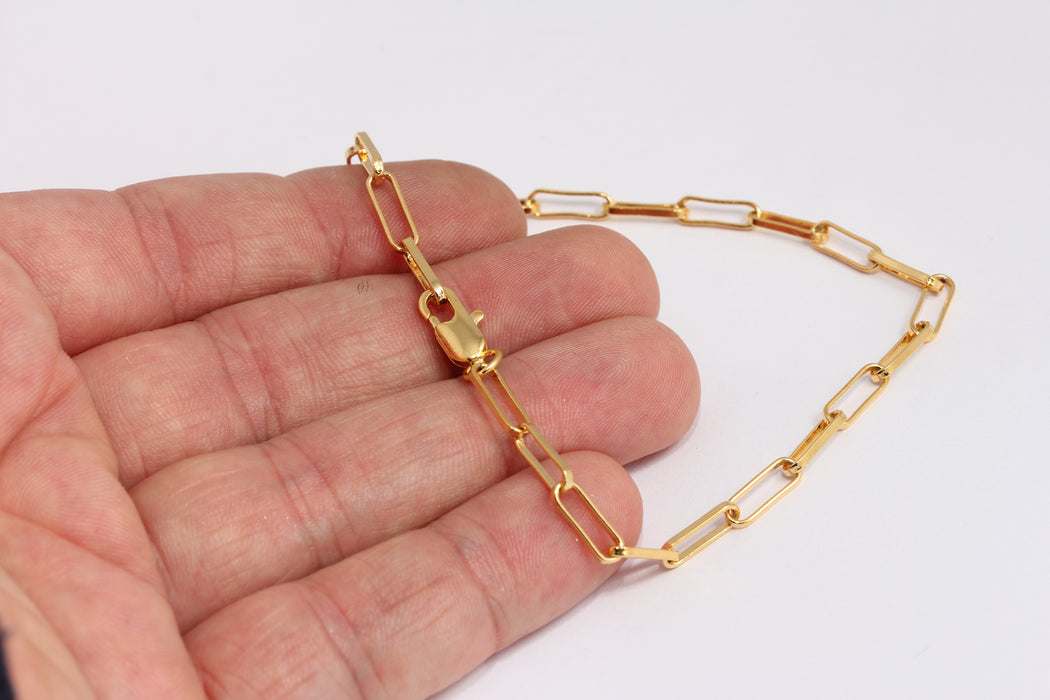 3,6x10,8mm 24k Shiny Gold Link Bracelet, Ready Oval Link Bracelet, BXB395-68
