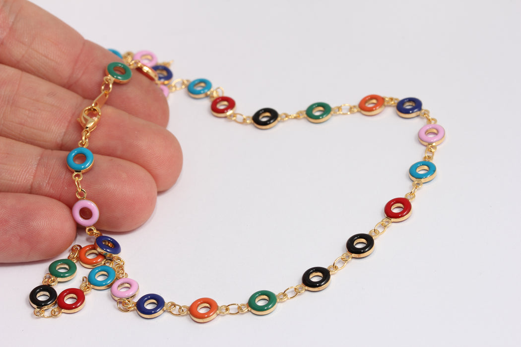 24k Shiny Gold Necklace, Necklace With Colorful Enamel , BXB395-72
