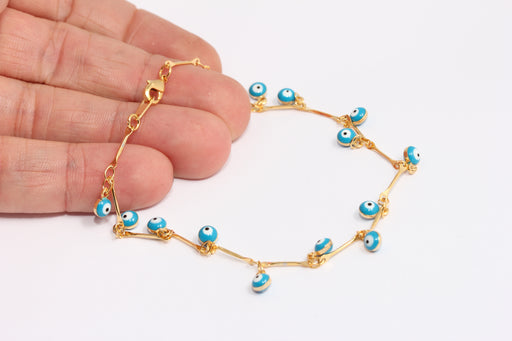 Shiny Gold Evil Eye Anklet