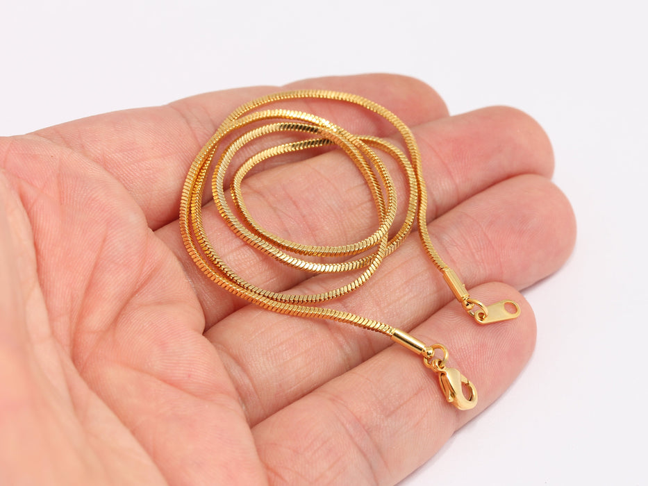 1,4 mm 24 ayar Parlak Altın Yılan Kolye, Hazır Kare Yılan Kolye, BXB395-90