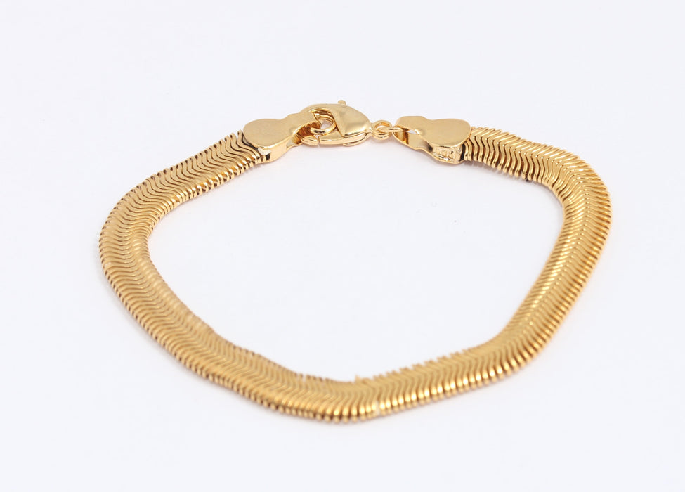 5,8mm 24k Shiny Gold Snake Bracelet, Wire Snake Bracelets, BXB395-104