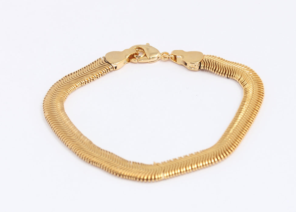 5,8 mm 24 ayar Parlak Altın Yılan Bilekliği, Tel Yılan Bilezikleri, BXB395-104