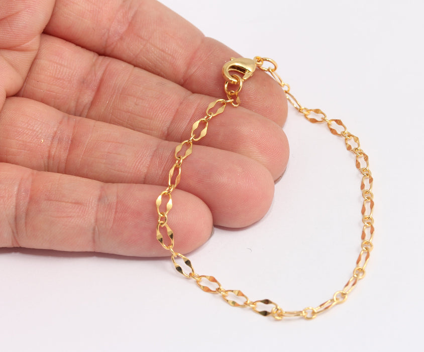 3,8x6,9mm 24k Shiny Gold Rolo Bracelet, Ready Oval Link Bracelet, BXB395-112