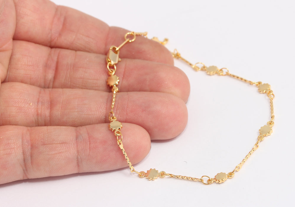 24k Shiny Gold Sun Anklet, Ready Sun Charm Anklet, BXBX395-89