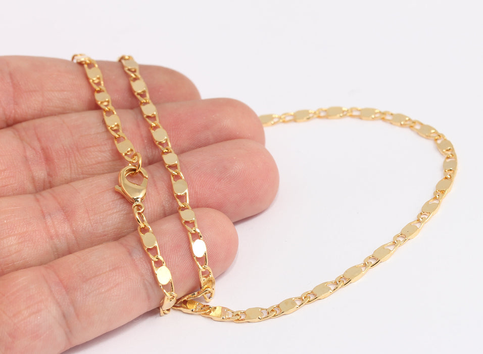3,1x9mm 24k Shiny Gold Bar Necklace, Finished Gold Bar Chains, BXB395-117
