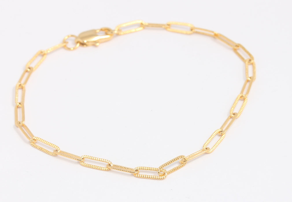 3,2x9,4mm 24k Shiny Gold Rolo Bracelet, Oval Link Rolo Bracelet, BXB395-136