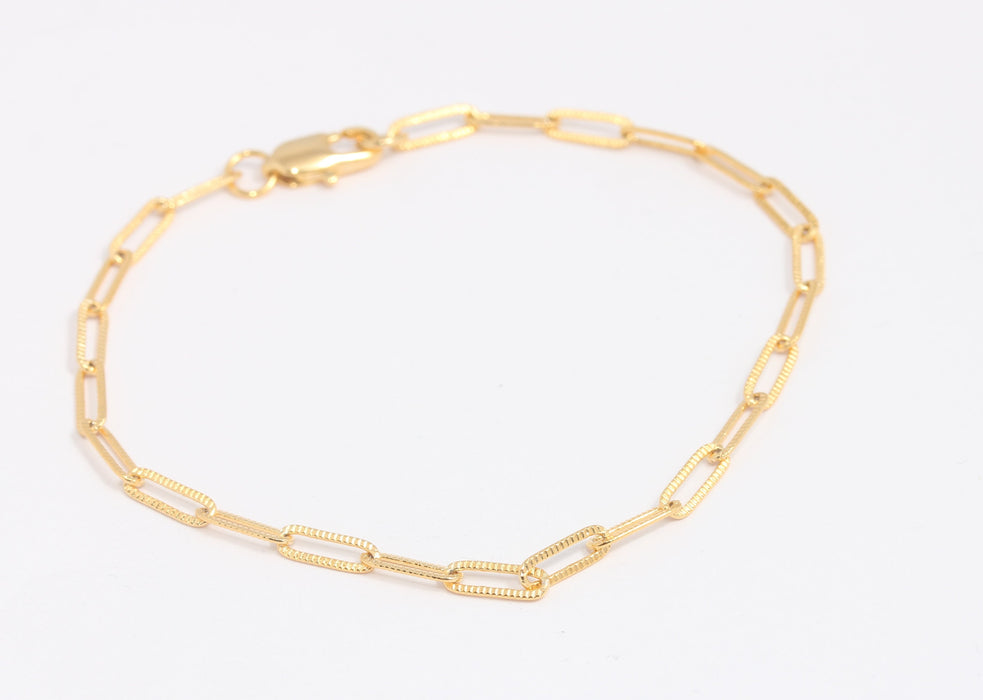 3,2x9,4mm 24k Shiny Gold Link Anklet, Ready Oval Rolo Anklet, BXBX395-136