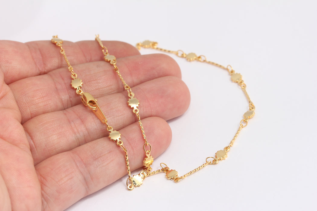 24k Shiny Gold Sun Necklace, Ready Sun Charm Chains, BXB395-164