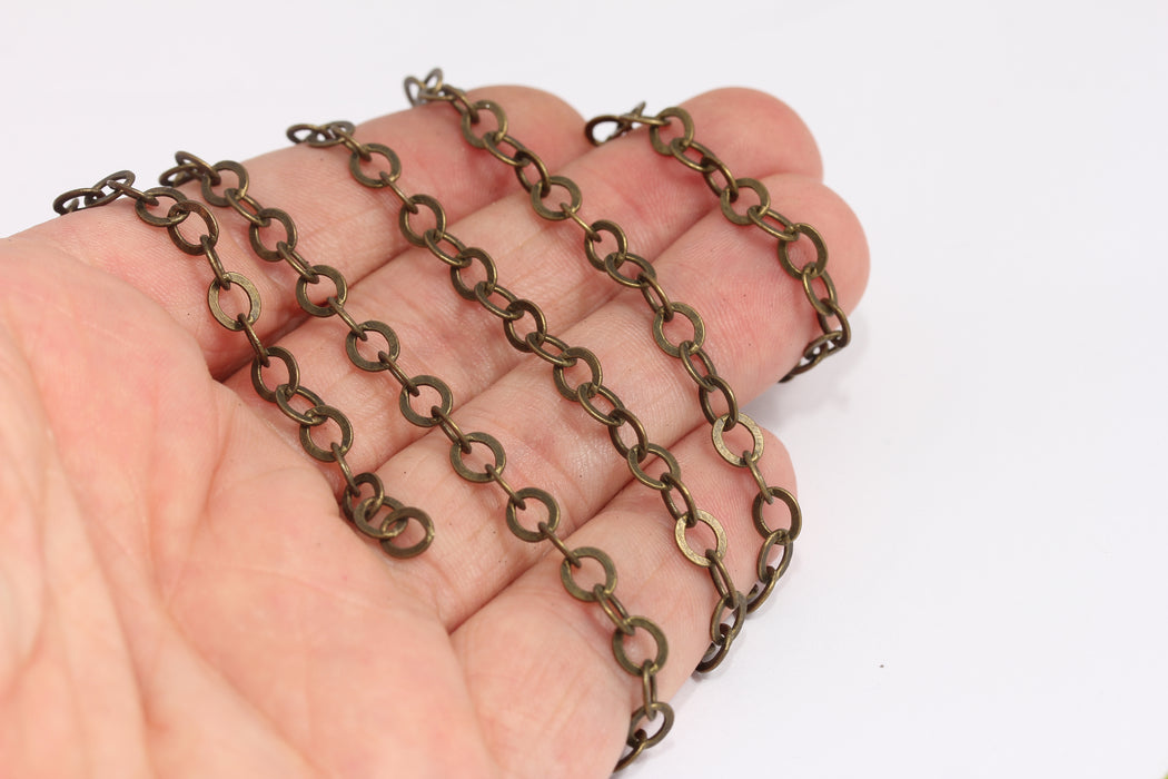 4,8x5,6mm Antique Bronze Bar Chain, Round Link Rolo Chain, KPT1-1