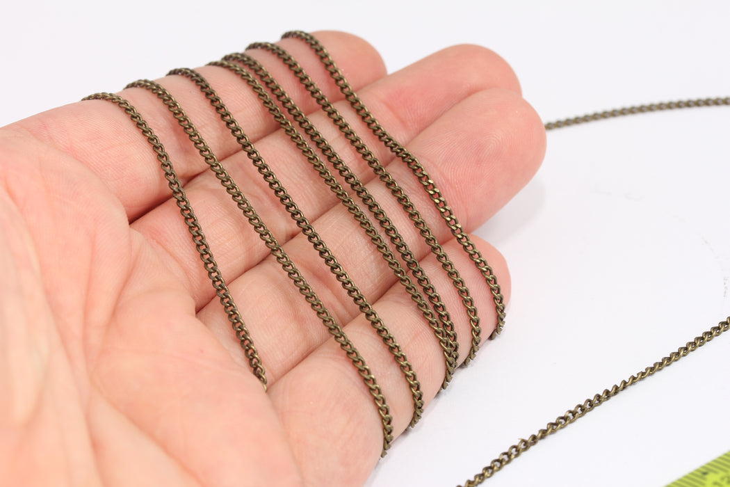 1,7mm Antique Bronze Curb Chains, Soldered Bronze Chain, KPT7-1