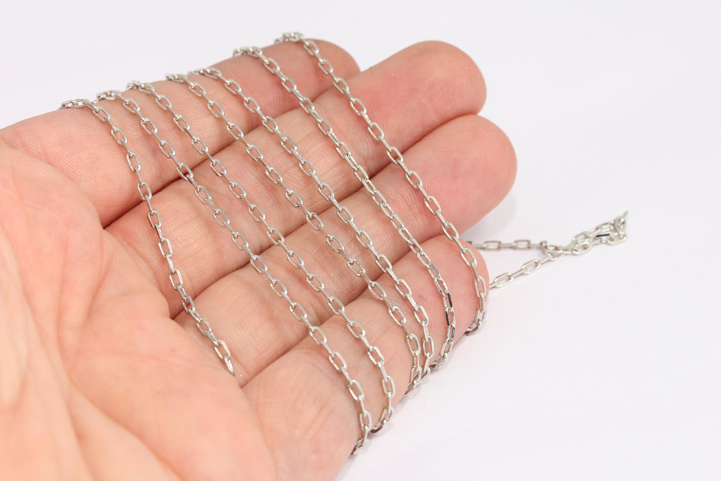1,9x3,6mm Rodyum Kaplama Bağlantı Zinciri, Lehimli Rolo Zinciri, KPT4-2