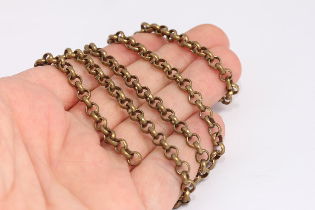 5 mm Antik Bronz Rolo Zincir, Yuvarlak Bağlantılı Rolo Zincir, KPT9-1