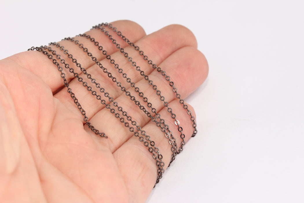 1,5x2mm Gunmetal Plated Rolo Chain, Black Soldered Chain, KPT17-2