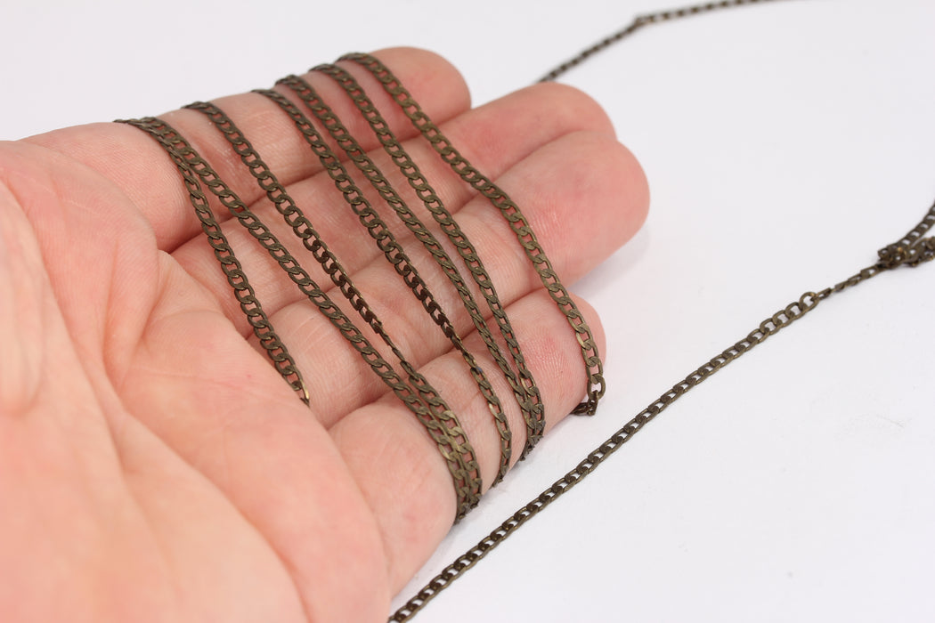 2,4mm Antique Bronze Curb Chains, Soldered Flat Curb Chain, KPT33-3