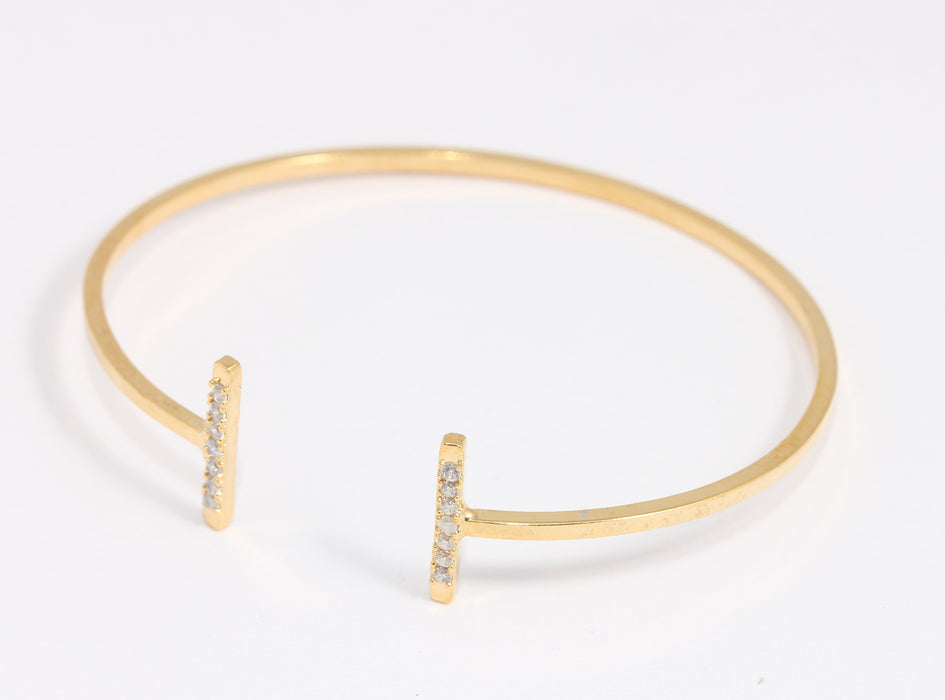 Shiny Gold CZ T Bar Bracelet