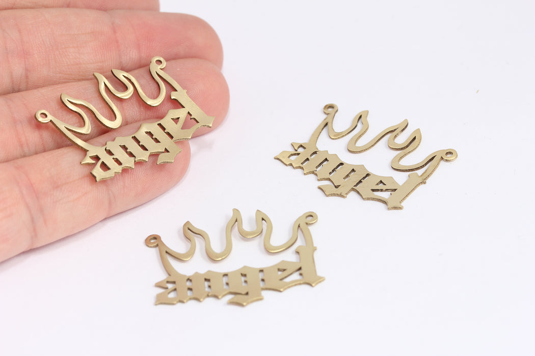 26x33mm Raw Brass Angel Pendant, Brass Angel Necklace, XP501