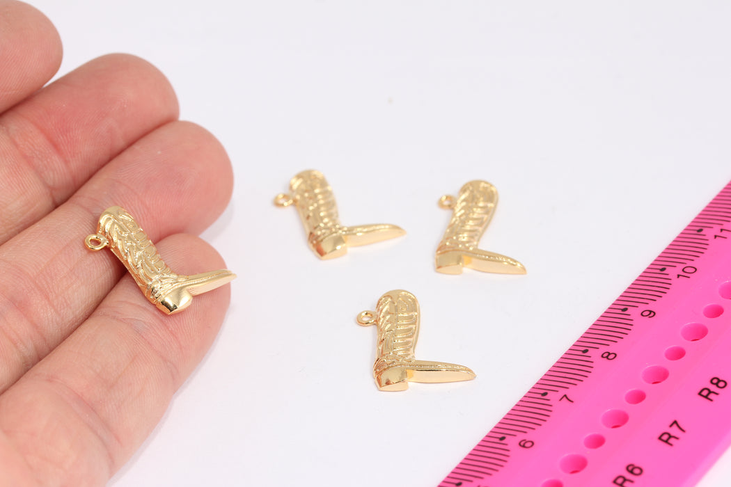 5,8x19mm 24k Shiny Gold Boot Charms, Cowboy Boots Charms, SLM741