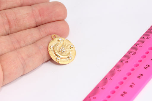 Shiny Gold Cz Moon Pendant