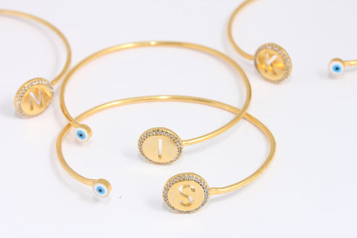 Shiny Gold CZ Letter Bracelet