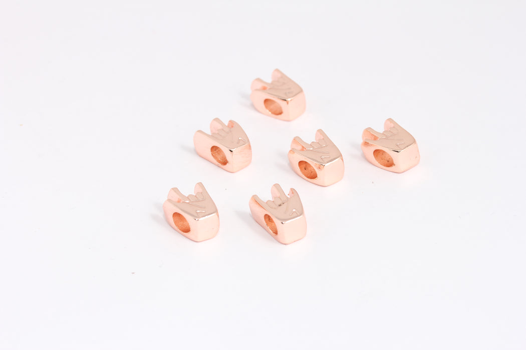 10x12mm Rose Gold Plated Hand Charm, Leather Cord Sliding Beads, SLM333