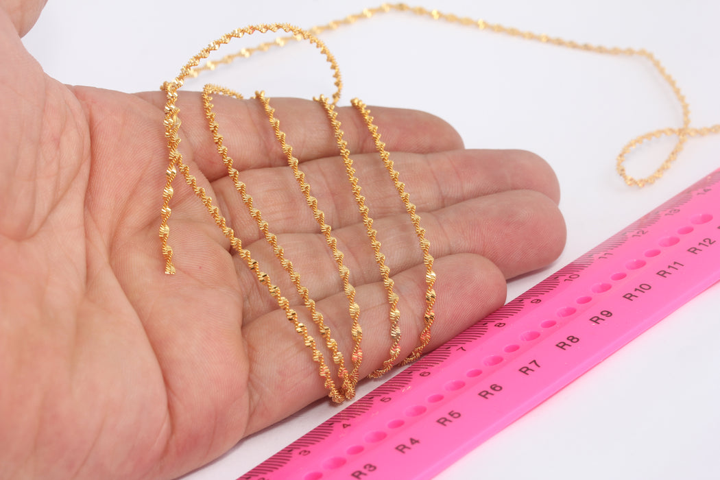 2mm 24k Shiny Gold Cable Chains, Gold Soldered Chains, BXB251-1