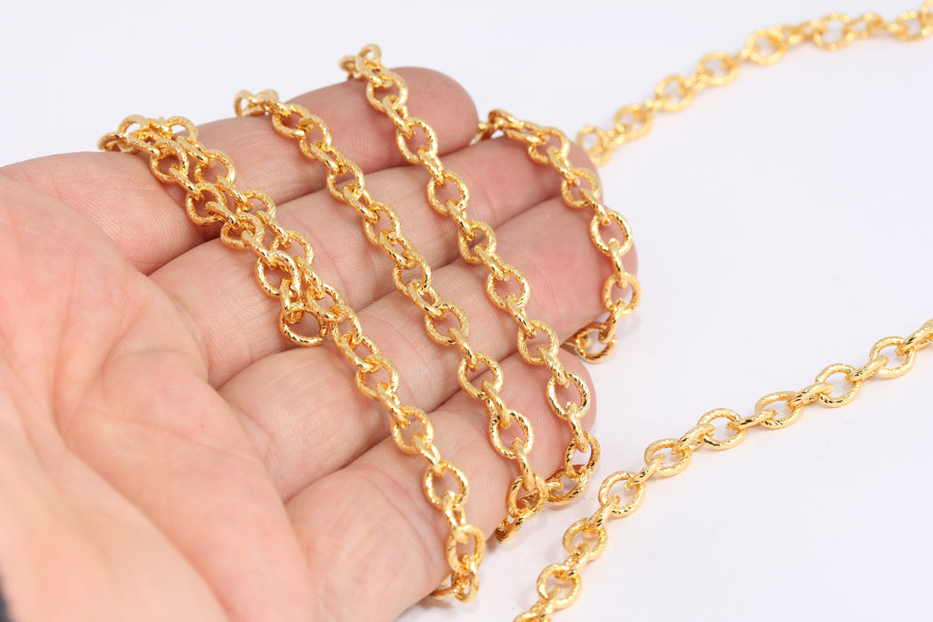5,4x6,8mm 24k Shiny Gold Chain, Curb Chains, Gold Plated, BXB171-4