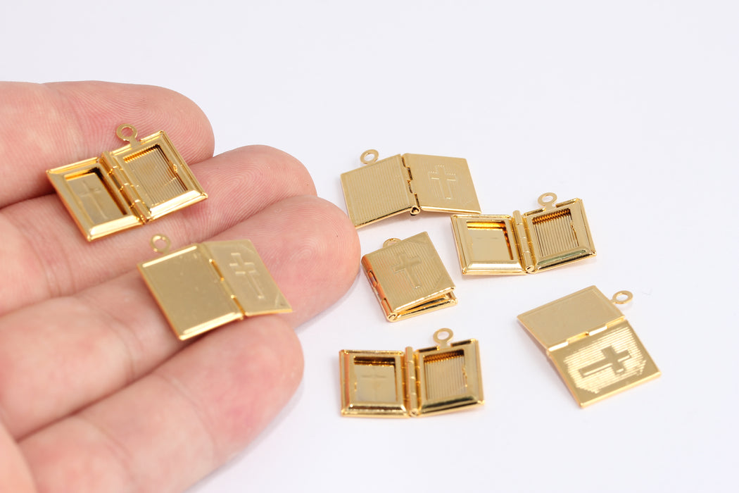 12x18mm 24k Shiny Gold Medallion Charm, Religious Photo Frame, SLM516