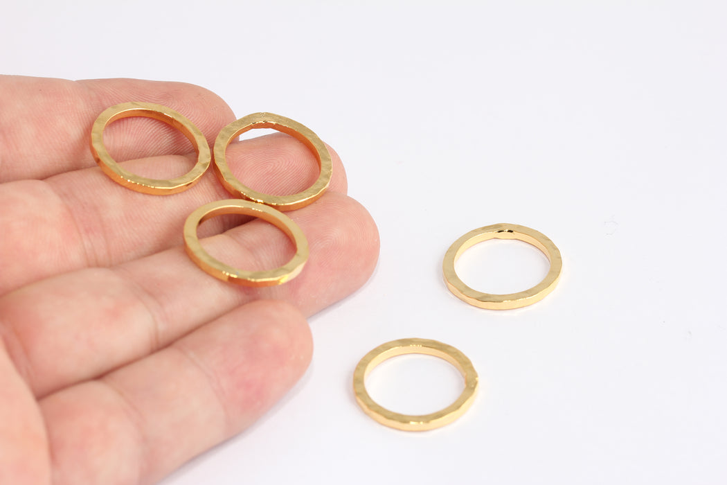 20 mm 24 ayar Parlak Altın Kapalı Yüzük, Çekiçle İşlenmiş Kapalı Yüzükler, SLM403