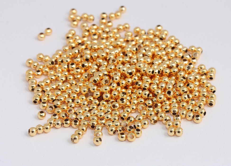 3mm Gold Tone Spacer Ball Beads , Non Tarnish Spacer Beads , Round Ball Beads , BXB400