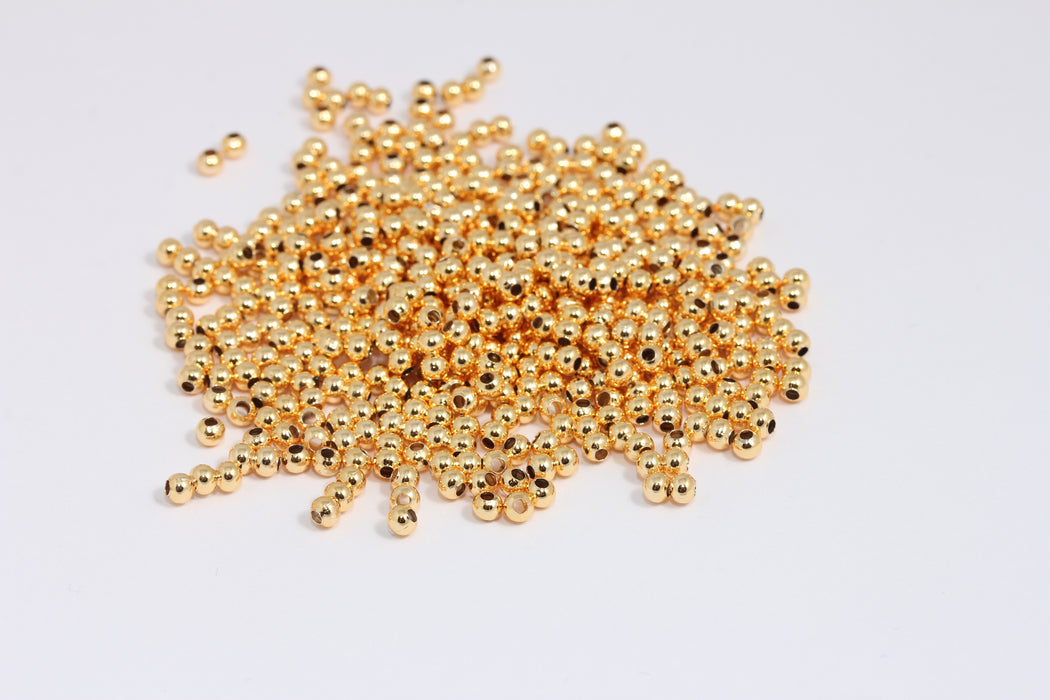 4mm 24k Shiny Gold Spacer Ball Beads, Non Tarnish Spacer Beads, BXB401